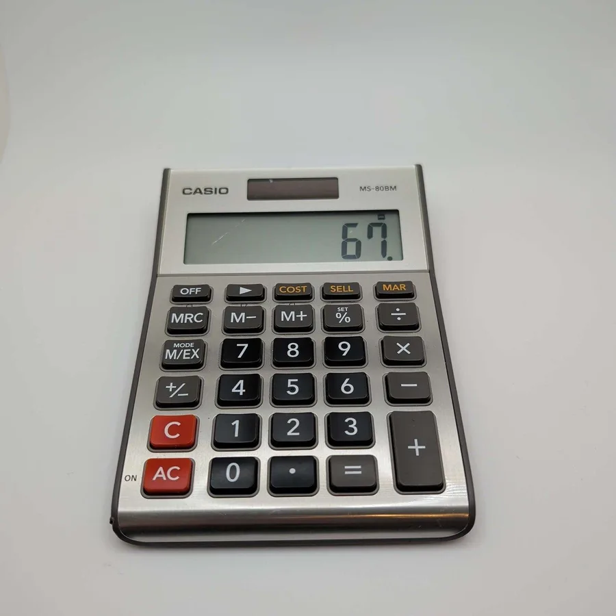 Casio MS-80BM Desktop Calculator Silver 8-Digit Solar Battery Power