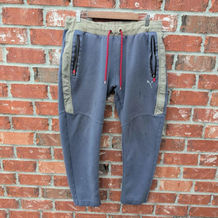Puma Sweatpants Mens XL Blue Olive Green Bet On Yourself Joggers 572836