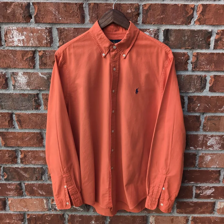 Polo Ralph Lauren Oxford Shirt Mens L Orange Long Sleeve Button Down Cotton