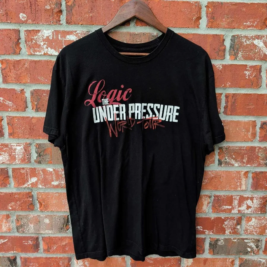 Logic Under Pressure World Tour T-Shirt Mens Large Black Graphic Rap Tee