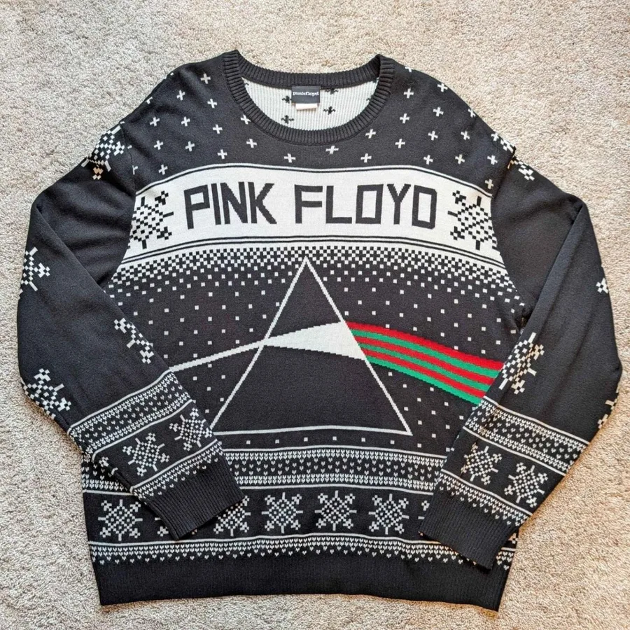 Pink Floyd Sweater Mens 3X Black Dark Side of the Moon Fair Isle Knit Pullover