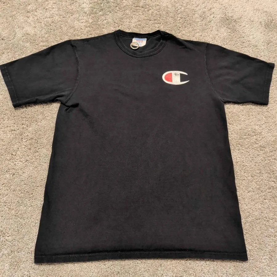 Champion T-Shirt Mens Medium Black Big C Logo Short Sleeve GT19 BKC Cotton