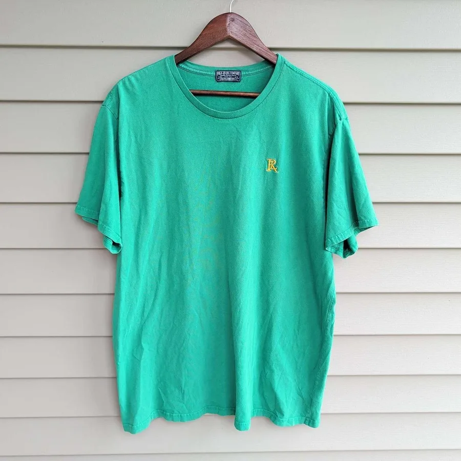 Polo Jeans Co Ralph Lauren T-Shirt Men XL Green Embroidered Logo Short Sleeve
