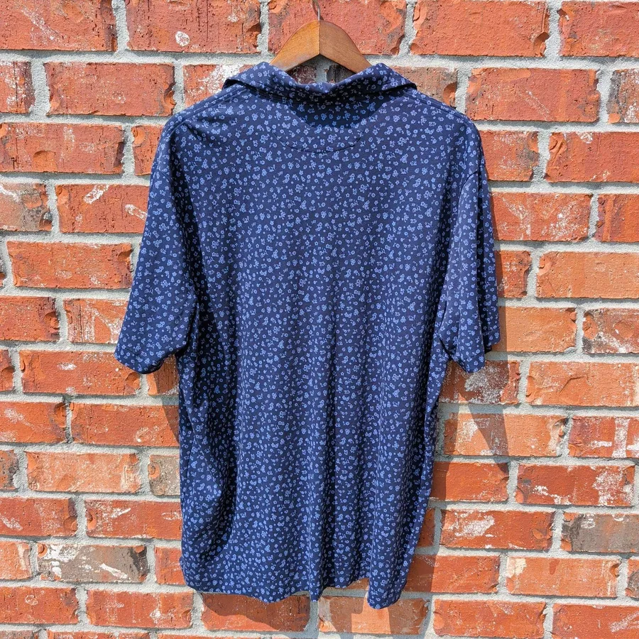 Polo Ralph Lauren Polo Shirt Mens XL Navy Blue Floral Classic Fit Short Sleeve
