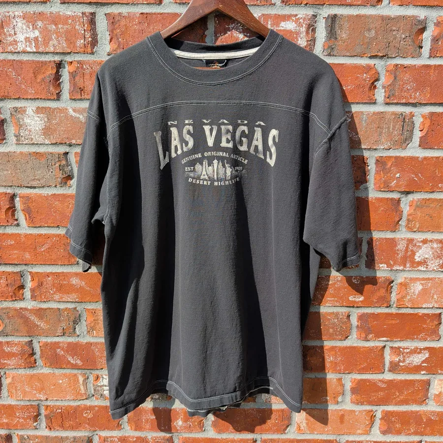 VTG Prairie Mountain Las Vegas T-Shirt Mens XL Gray Souvenir Graphic Tee