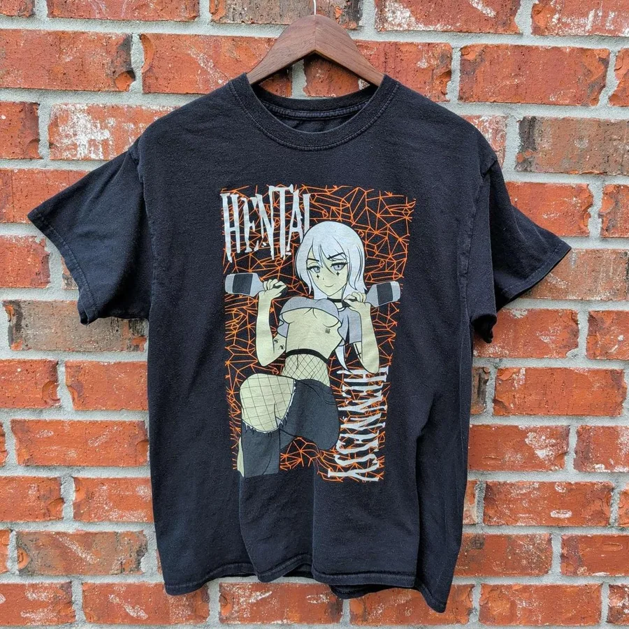 Unbranded Graphic Tee Mens M Black Hentai Hennessy Anime Streetwear Shirt
