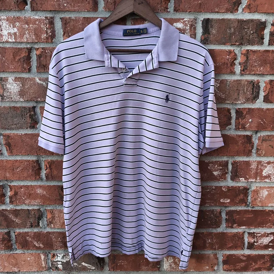 Polo Ralph Lauren Striped Polo Mens XL Lavender Purple Short Sleeve Pony