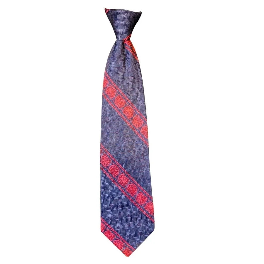 Towncraft Clip On Tie Mens OS Blue Red Geometric Floral Redi-Snap Vintage