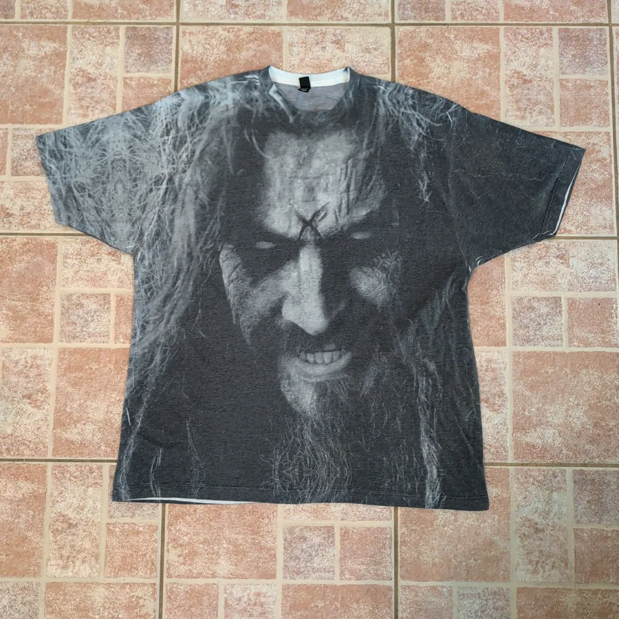 Rob Zombie 2016 Tour T-Shirt Mens XXXL Gray All Over Print Zombie Face Tee