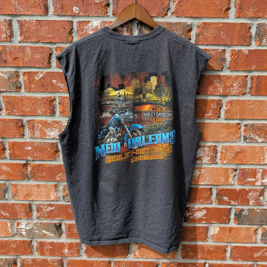 Harley-Davidson Cut Off T-Shirt Mens L New Orleans Louisiana Sleeveless