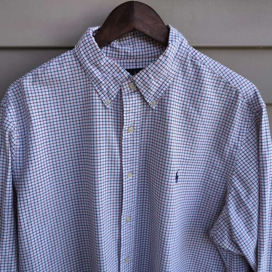 Ralph Lauren Custom Fit Shirt Mens XL Tattersall Check Button Down Long Sleeve