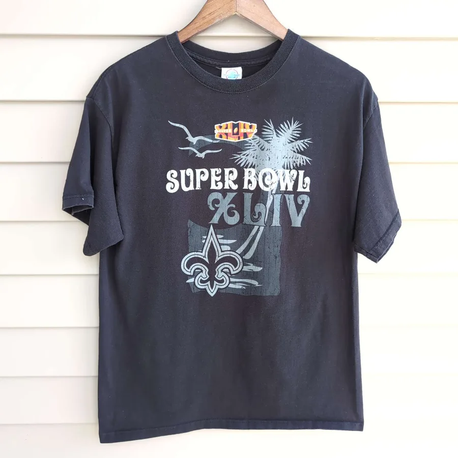 Delta Magnum Weight Super Bowl XLIV Tee Mens L Black Saints Graphic 2010
