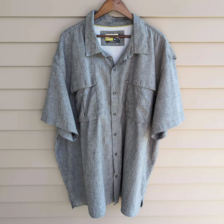 Magellan Outdoors Fishing Shirt Mens 4XL Gray Angler Fit Vented Fishing Shirt