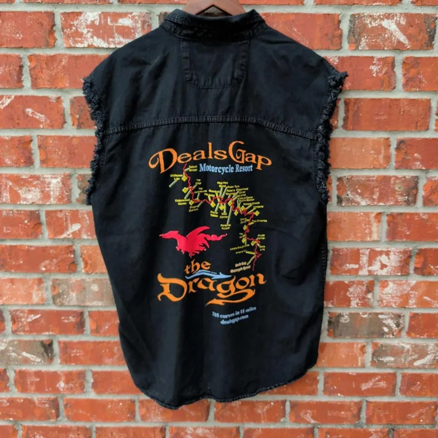 Biker's Edge Sleeveless Shirt Mens XL Black Deals Gap Tail of the Dragon Graphic