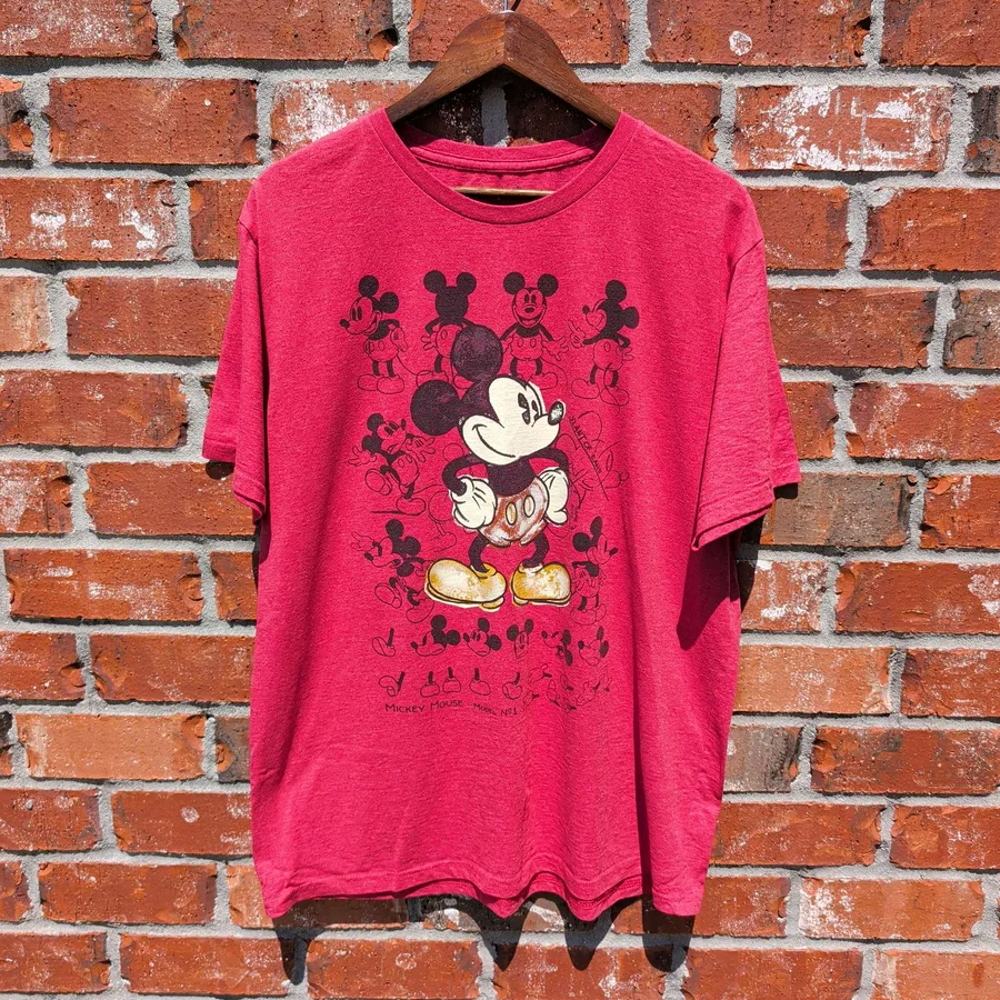 Disney Store Mickey Mouse Model No 1 T-Shirt Mens XL Red Graphic Tee