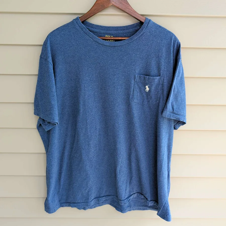 Polo Ralph Lauren Pocket T Shirt Mens XL Blue Heather Classic Fit Short Sleeve
